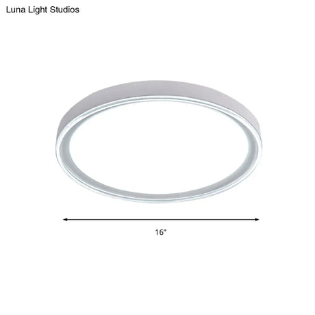 16’/19.5’ Nordic Metal Round Flush Light With Acrylic Shade - White/Pink/Yellow Led Ceiling