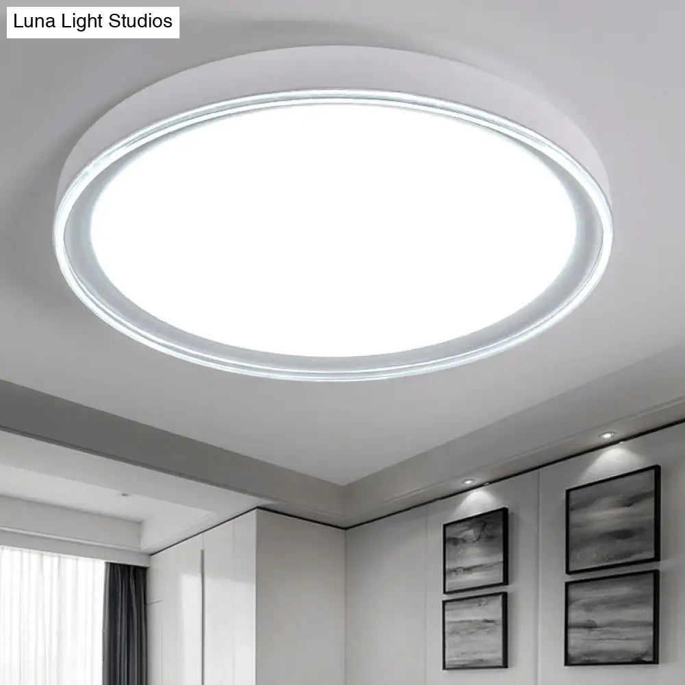 16’/19.5’ Nordic Metal Round Flush Light With Acrylic Shade - White/Pink/Yellow Led Ceiling