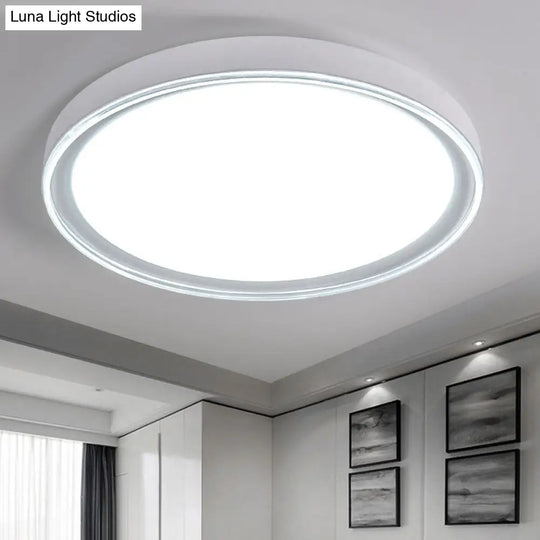 16’/19.5’ Nordic Metal Round Flush Light With Acrylic Shade - White/Pink/Yellow Led Ceiling