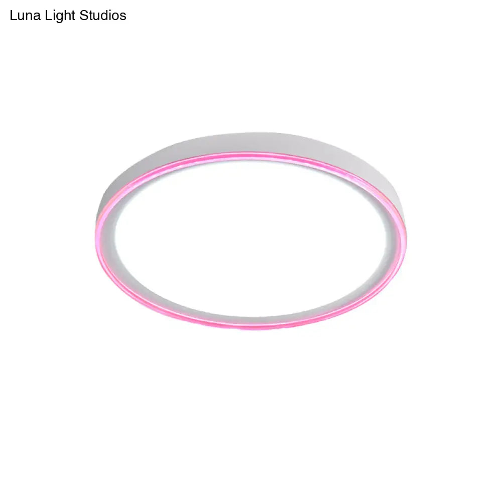 16’/19.5’ Nordic Metal Round Flush Light With Acrylic Shade - White/Pink/Yellow Led Ceiling