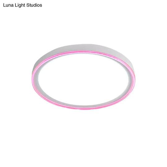 16’/19.5’ Nordic Metal Round Flush Light With Acrylic Shade - White/Pink/Yellow Led Ceiling