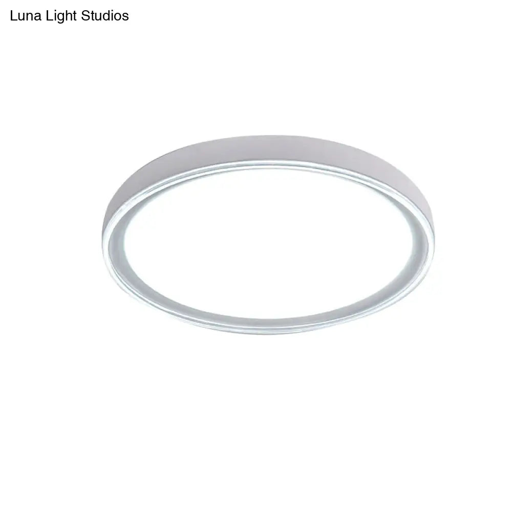 16/19.5 Nordic Metal Round Flush Light With Acrylic Shade - White/Pink/Yellow Led Ceiling Fixture