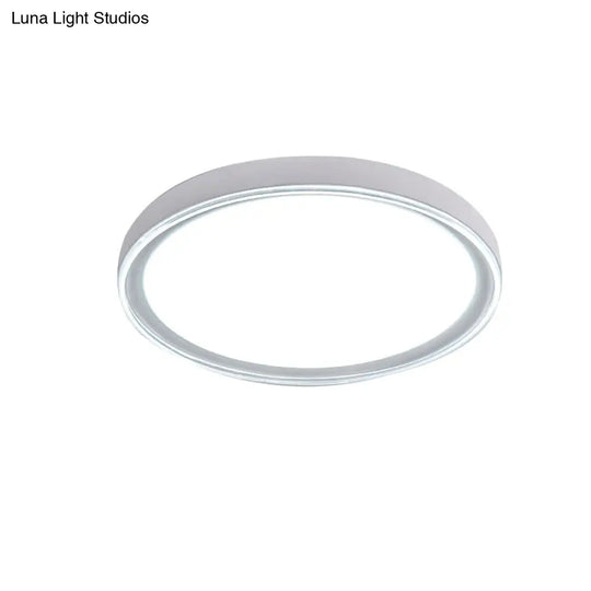 16/19.5 Nordic Metal Round Flush Light With Acrylic Shade - White/Pink/Yellow Led Ceiling Fixture