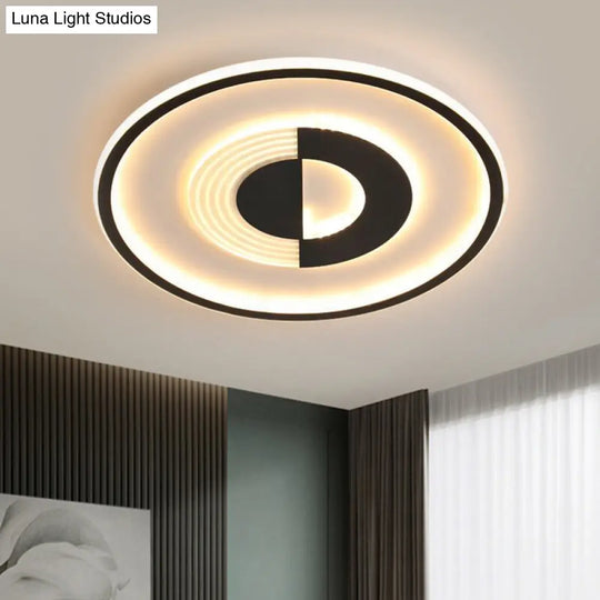 16/19.5 Round Acrylic Ceiling Lamp - Minimalist Led Flush Mount Lighting In Warm/White Black/White
