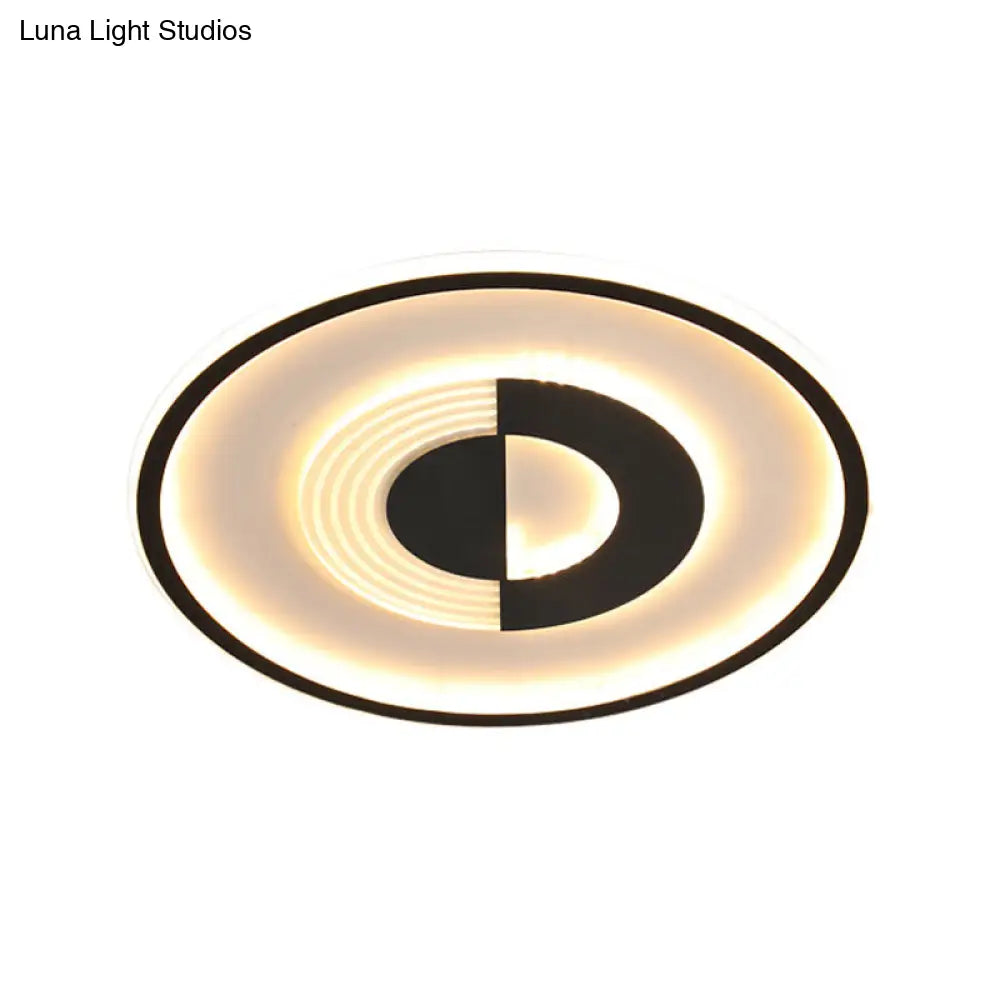 16/19.5 Round Acrylic Ceiling Lamp - Minimalist Led Flush Mount Lighting In Warm/White Black/White
