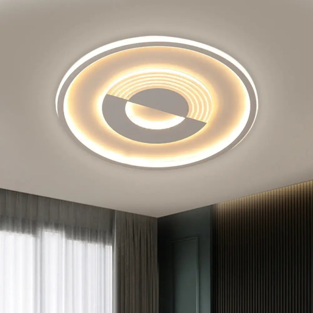 16’/19.5’ Round Acrylic Ceiling Lamp - Minimalist Led Flush Mount Lighting In Warm/White