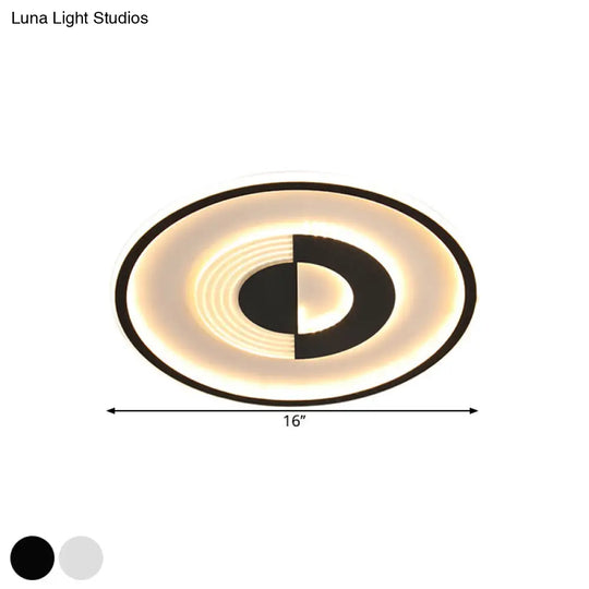 16/19.5 Round Acrylic Ceiling Lamp - Minimalist Led Flush Mount Lighting In Warm/White Black/White