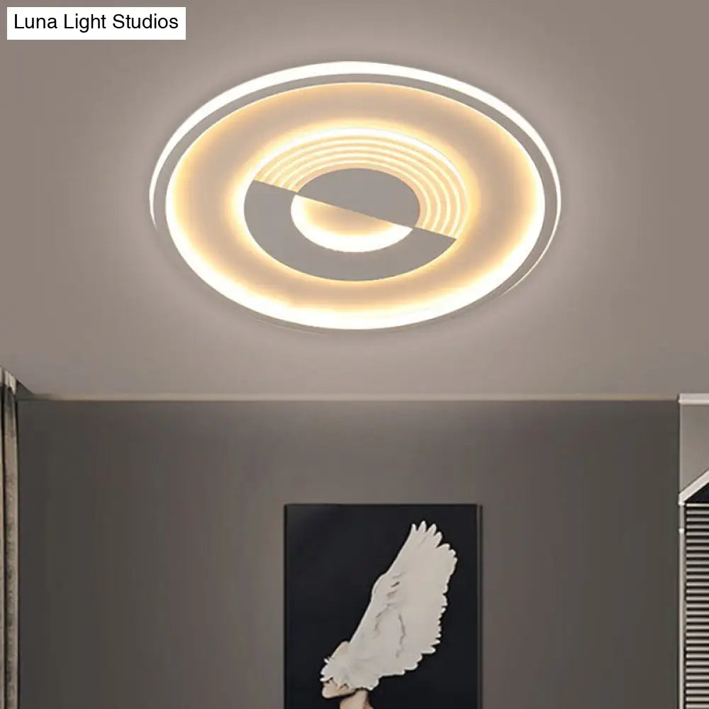 16/19.5 Round Acrylic Ceiling Lamp - Minimalist Led Flush Mount Lighting In Warm/White Black/White