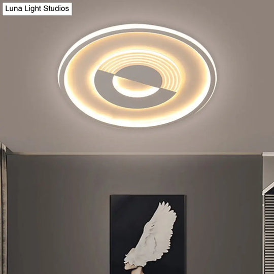 16/19.5 Round Acrylic Ceiling Lamp - Minimalist Led Flush Mount Lighting In Warm/White Black/White