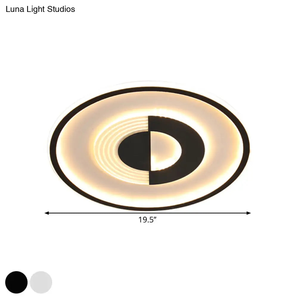 16’/19.5’ Round Acrylic Ceiling Lamp - Minimalist Led Flush Mount Lighting In Warm/White