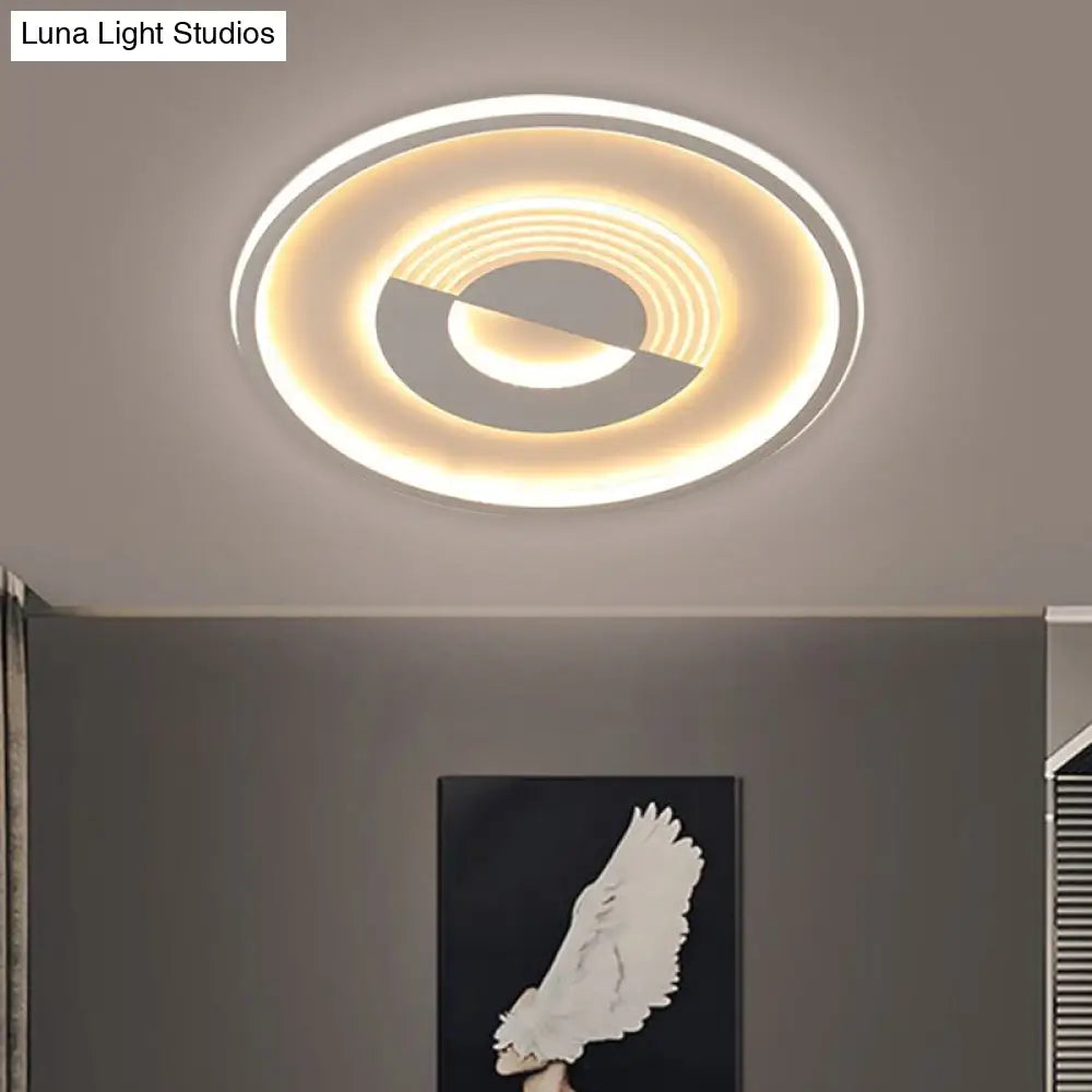 16’/19.5’ Round Acrylic Ceiling Lamp - Minimalist Led Flush Mount Lighting In Warm/White