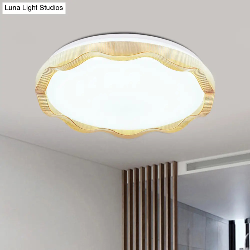 16/19.5 Simple Style Scalloped Ceiling Lamp With Acrylic Diffuser - White/Blue/Gold Flush Light