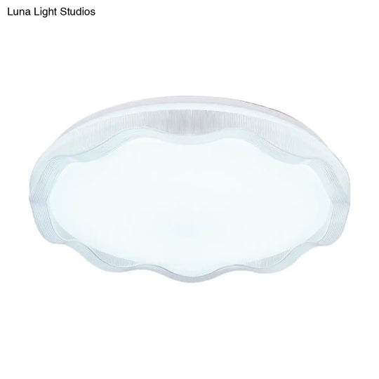 16/19.5 Simple Style Scalloped Ceiling Lamp With Acrylic Diffuser - White/Blue/Gold Flush Light