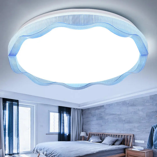16’/19.5’ Simple Style Scalloped Ceiling Lamp With Acrylic Diffuser - White/Blue/Gold Flush