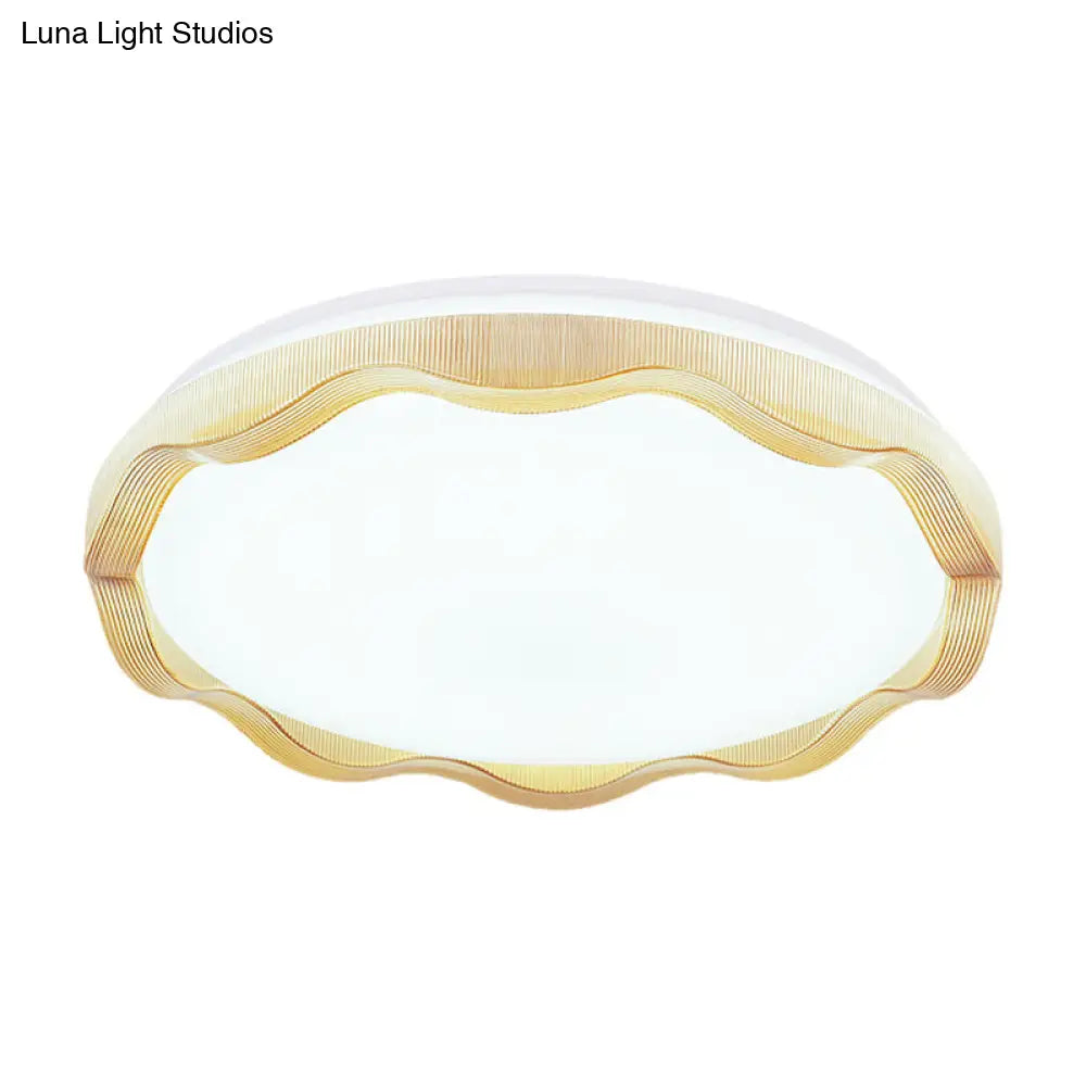 16/19.5 Simple Style Scalloped Ceiling Lamp With Acrylic Diffuser - White/Blue/Gold Flush Light