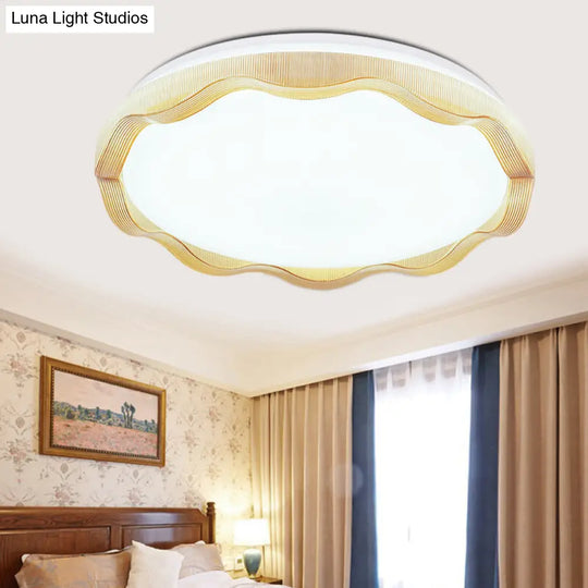 16/19.5 Simple Style Scalloped Ceiling Lamp With Acrylic Diffuser - White/Blue/Gold Flush Light