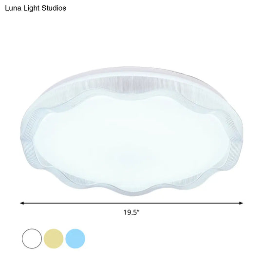 16’/19.5’ Simple Style Scalloped Ceiling Lamp With Acrylic Diffuser - White/Blue/Gold Flush