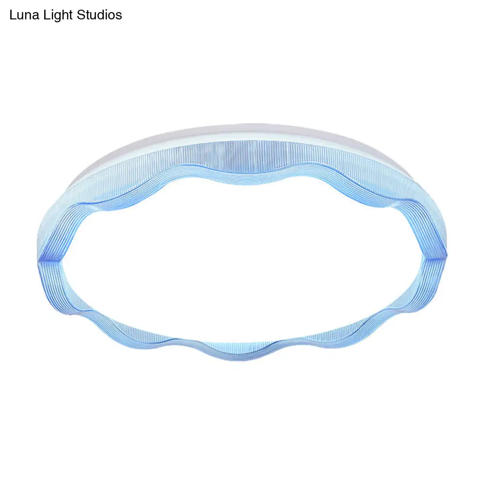 16/19.5 Simple Style Scalloped Ceiling Lamp With Acrylic Diffuser - White/Blue/Gold Flush Light