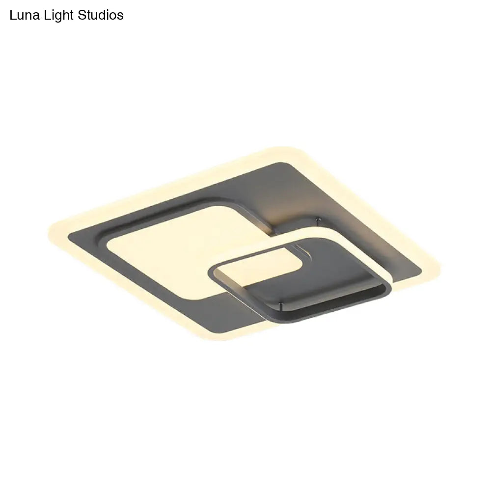 16/19.5 Square Ceiling Mount Light: Contemporary Acrylic Gray Led Flush Warm/White Light