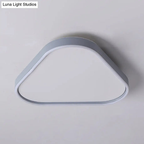 16’/19.5’ Triangle Bedroom Flush Light Fixture Acrylic Led Ceiling Lamp In Grey Warm/White