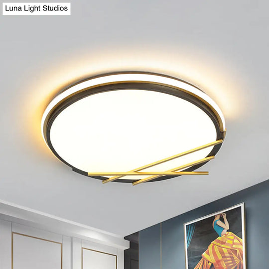 16’/19.5’ W Acrylic Round Flush Led Light Fixture In Black - Nordic Design Warm/White Lighting