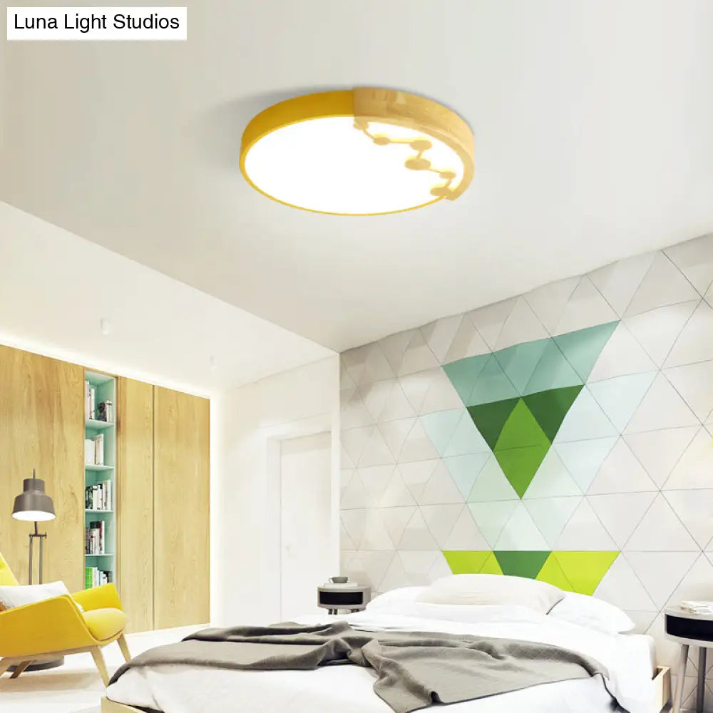 16/19.5 W Led Living Room Ceiling Light With Pink/Yellow/Blue Metal Shade In Warm/White