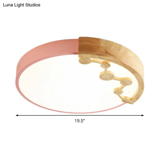 16’/19.5’ W Led Living Room Ceiling Light With Pink/Yellow/Blue Metal Shade In Warm/White