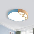 16’/19.5’ W Led Living Room Ceiling Light With Pink/Yellow/Blue Metal Shade In Warm/White Blue