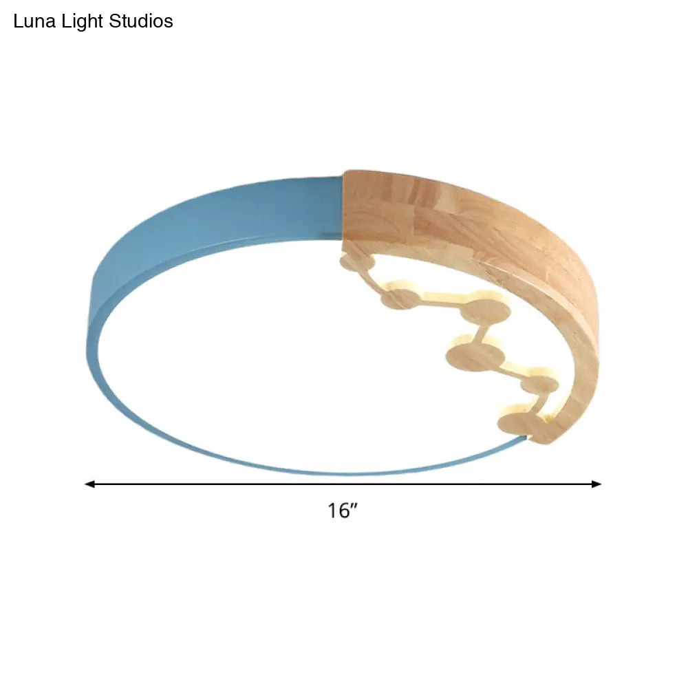 16’/19.5’ W Led Living Room Ceiling Light With Pink/Yellow/Blue Metal Shade In Warm/White