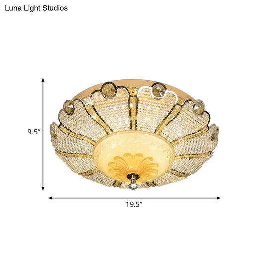 16’/19.5’ W Led Modern Scalloped Crystal Flush Mount Spotlight In Gold