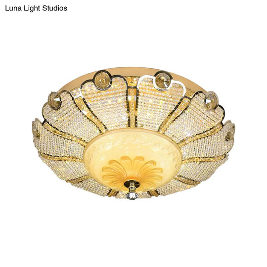 16’/19.5’ W Led Modern Scalloped Crystal Flush Mount Spotlight In Gold