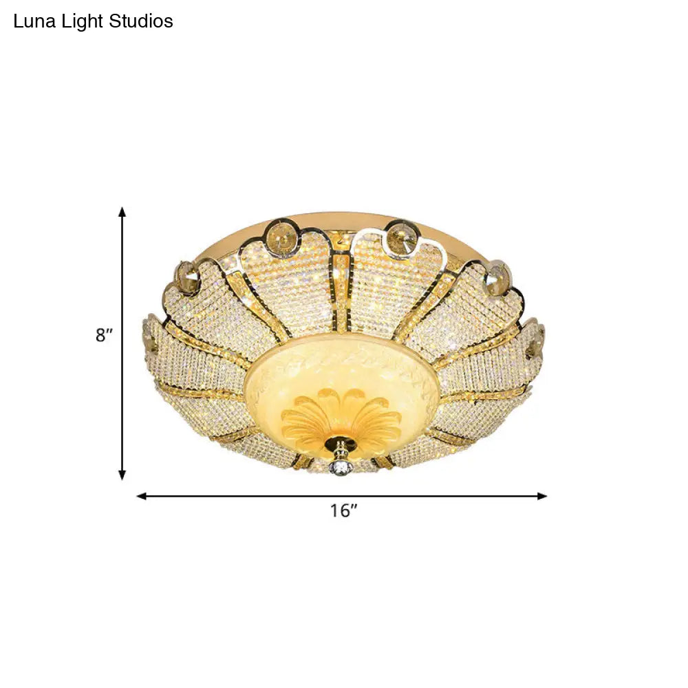 16/19.5 W Led Modern Scalloped Crystal Flush Mount Spotlight In Gold