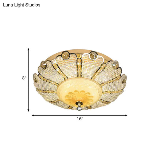 16/19.5 W Led Modern Scalloped Crystal Flush Mount Spotlight In Gold