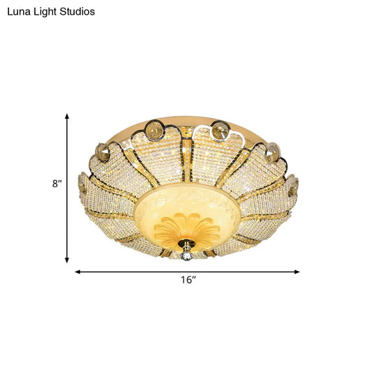 16’/19.5’ W Led Modern Scalloped Crystal Flush Mount Spotlight In Gold