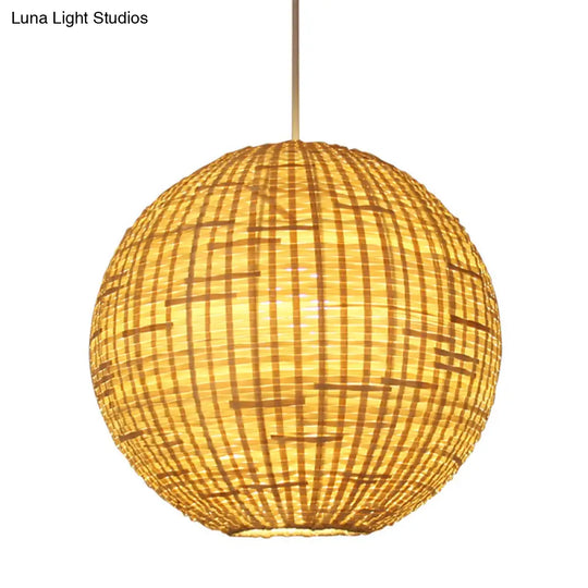 16’/19.5’ Wide 1-Light Asia Beige Bamboo Ceiling Pendant For Dining Room