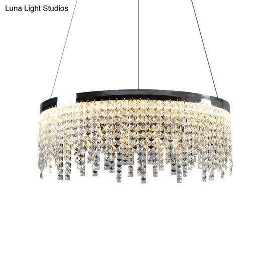 16’/19.5’ Wide Chrome Round Led Crystal Ceiling Chandelier In Modern Style - Warm/White Light