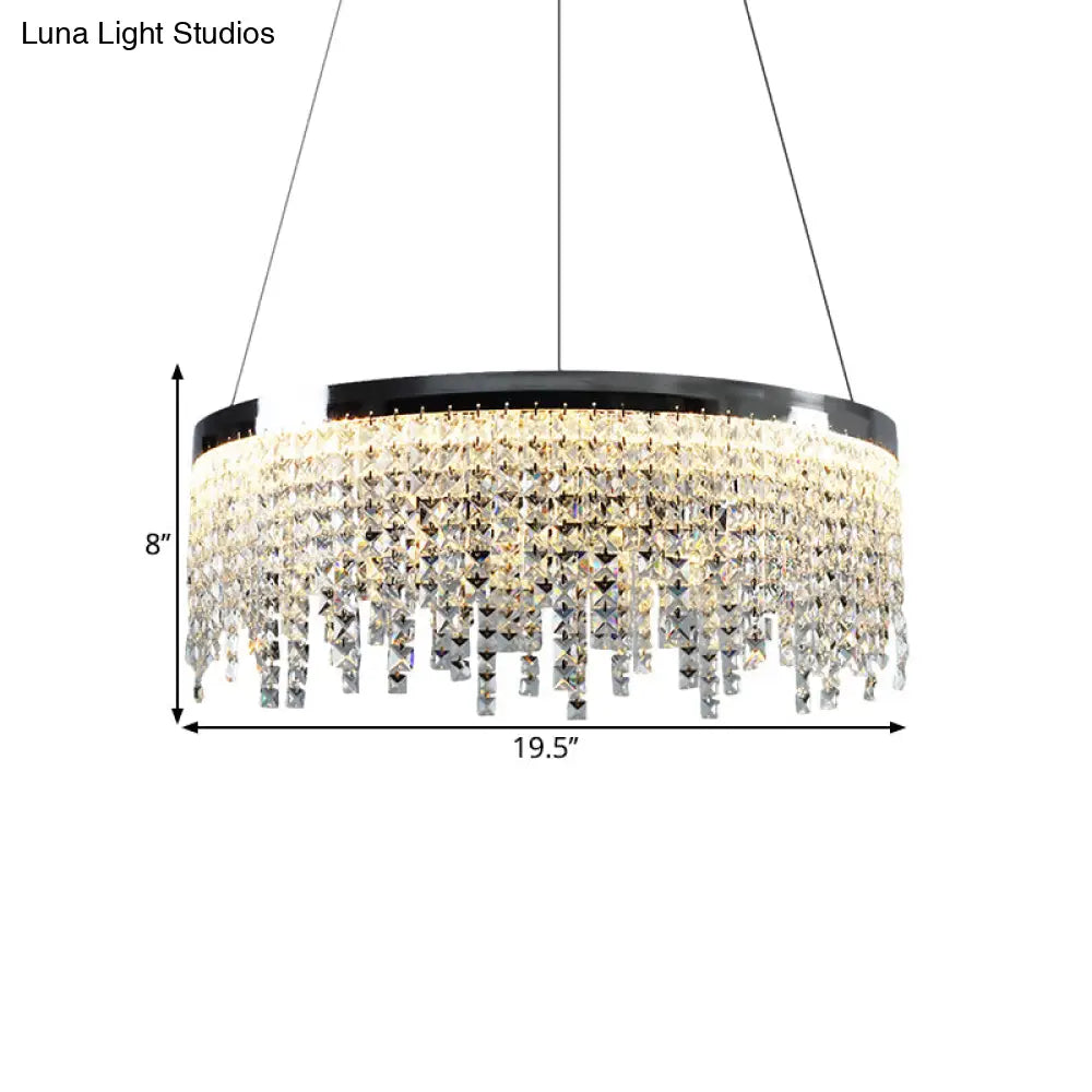 16’/19.5’ Wide Chrome Round Led Crystal Ceiling Chandelier In Modern Style - Warm/White Light