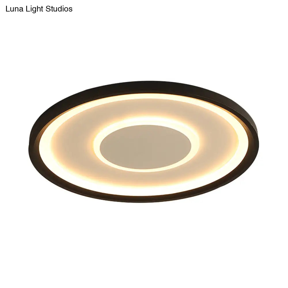 16’/19.5’ Wide Contemporary Black Tray Led Ceiling Lamp - Flush Mount Metal Lighting With