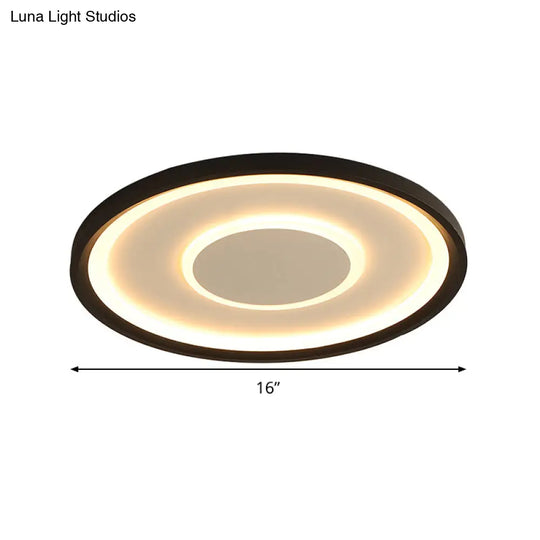 16’/19.5’ Wide Contemporary Black Tray Led Ceiling Lamp - Flush Mount Metal Lighting With