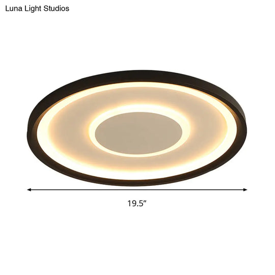 16’/19.5’ Wide Contemporary Black Tray Led Ceiling Lamp - Flush Mount Metal Lighting With