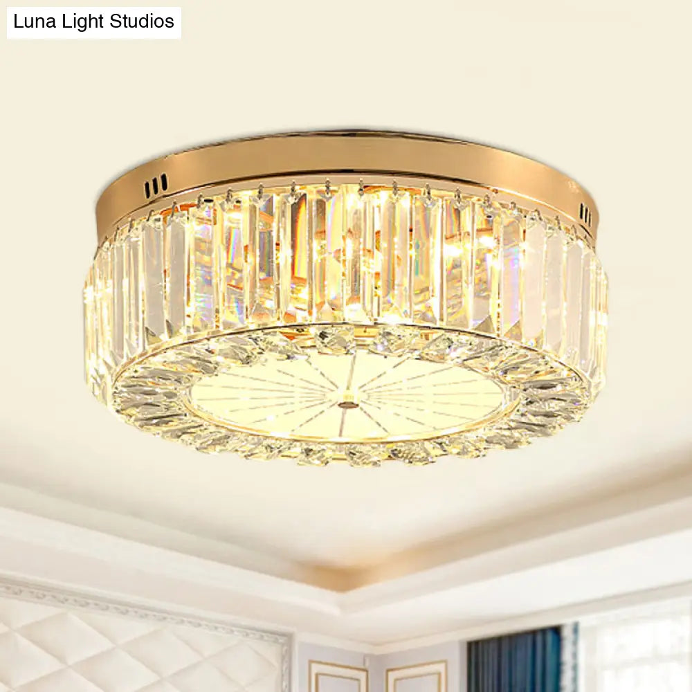 16’/19.5’ Wide Led Flushmount Modern Clear Prismatic Crystal Ceiling Light In Gold / 19.5’