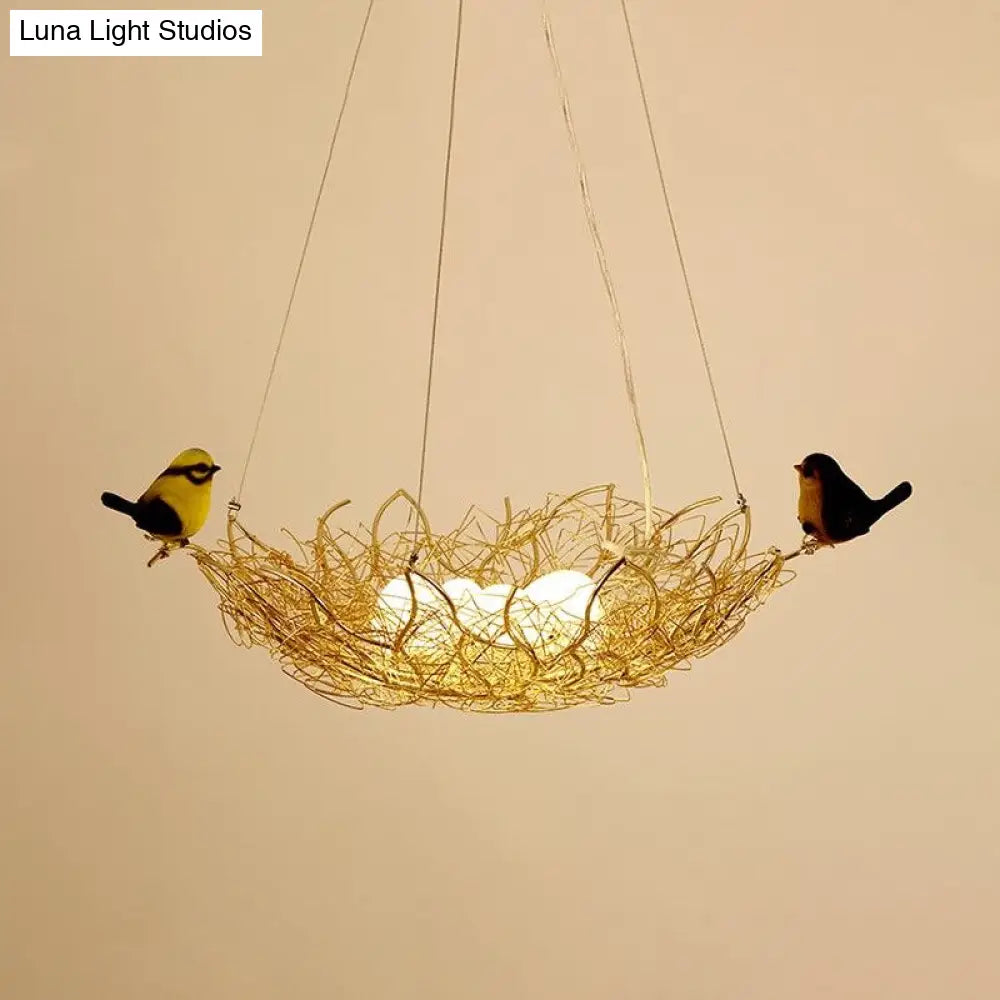 16/19.5 Wide Nest Metal Art Deco Chandelier - 2-Light Hanging Ceiling Lamp Fixture