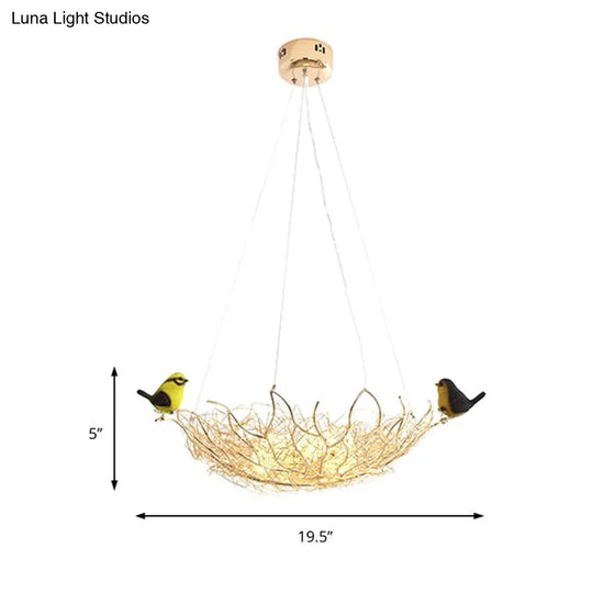 16/19.5 Wide Nest Metal Art Deco Chandelier - 2-Light Hanging Ceiling Lamp Fixture