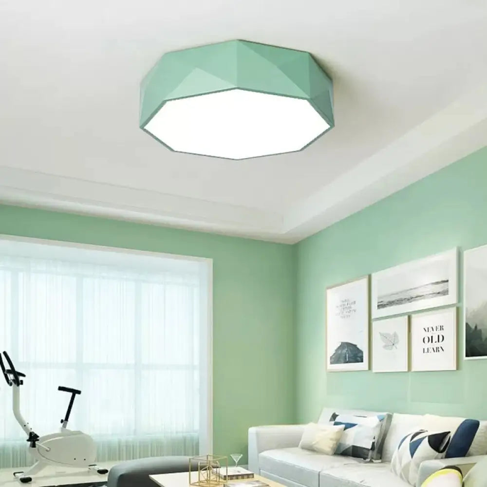 16’/20’ Dia Hexagon Macaron Acrylic Led Flush Mount Light For Girls Bedroom -