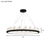16/23.5 Circular Led Chandelier Light - Nordic Style Acrylic Black Hanging For Kitchen