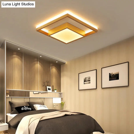 16’/23.5’ Gold Square Ceiling Light - Modern Metal Led Flush Mount In Warm/White