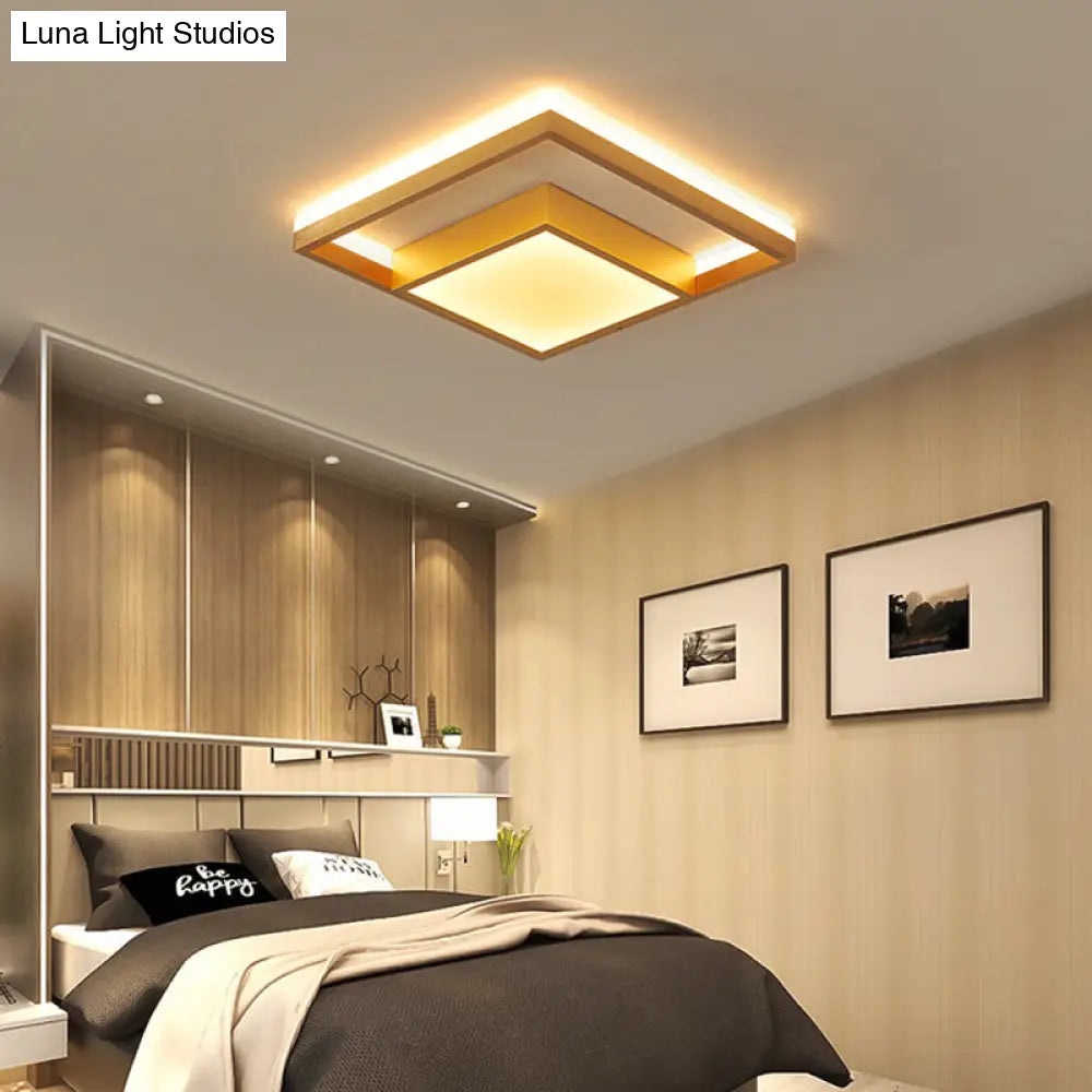 16’/23.5’ Gold Square Ceiling Light - Modern Metal Led Flush Mount In Warm/White