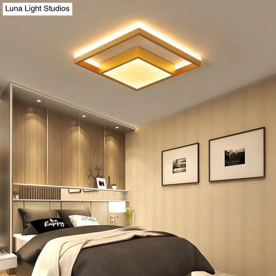 16’/23.5’ Gold Square Ceiling Light - Modern Metal Led Flush Mount In Warm/White