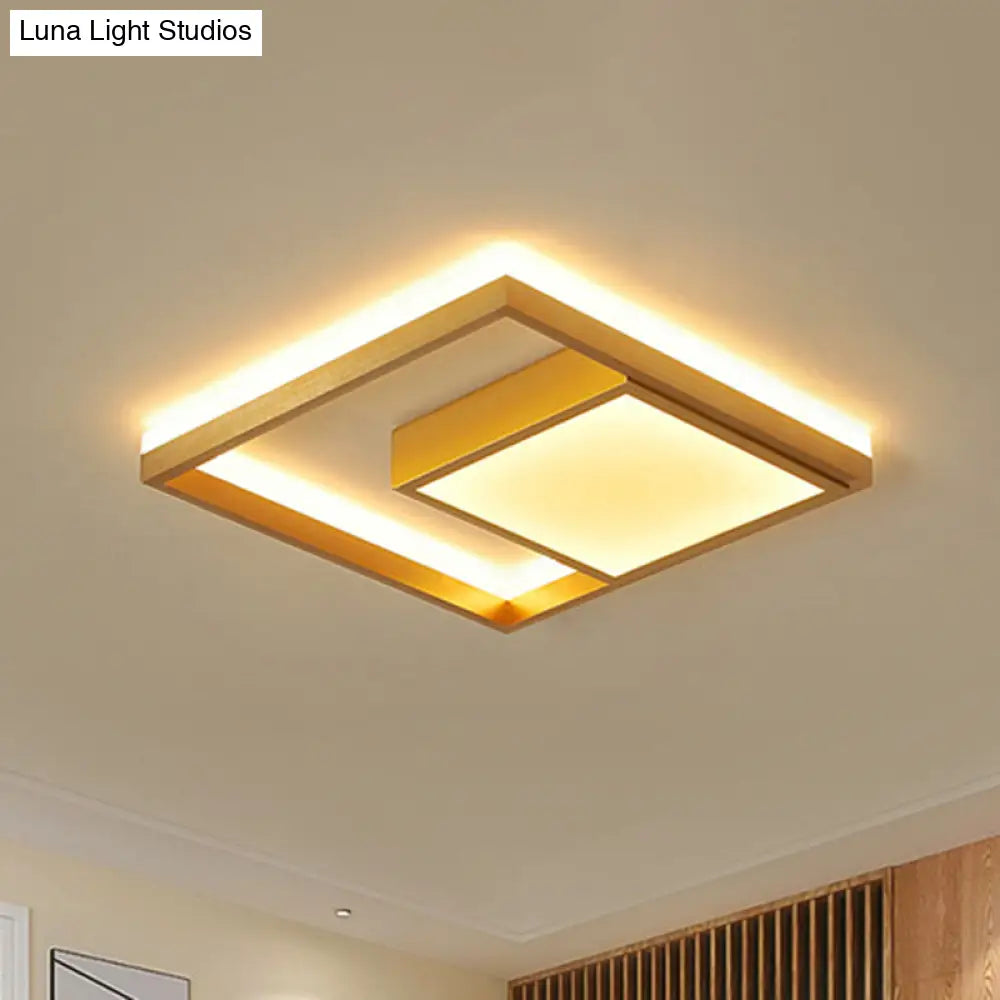 16/23.5 Gold Square Ceiling Light - Modern Metal Led Flush Mount In Warm/White