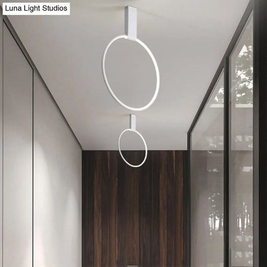 16/23.5 Wide Ring Led Flush Mount Ceiling Lamp In Modern Metallic Black/White/Gold Finishes With
